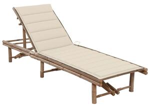 VidaXL Bambusz Napozóágy - 200cm - Krém Párnával