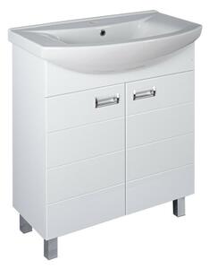 Viva SZQUARE 75 lábon álló fürdőszobabútor Sanovit ZENON 6075 porcelán mosdóval 75 x 49,8 cm