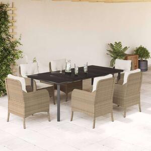 VidaXL Polyrattan Kerti Étkezőgarnitúra - 7 részes - Bézs