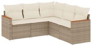 VidaXL Polyrattan Kerti Ülőgarnitúra - 5 részes - Bézs