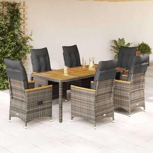 VidaXL Polyrattan Kerti Étkezőgarnitúra - 7 részes - Szürke
