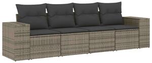 VidaXL 4 részes szürke polyrattan kerti ülőgarnitúra párnákkal