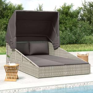VidaXL polyrattan napágy összecsukható tetővel 200x114x128 cm, Szürke