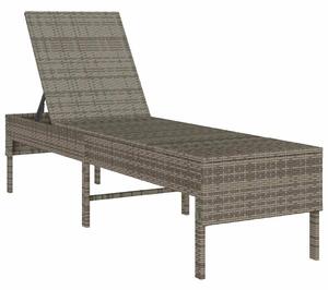 VidaXL szürke polyrattan napozóágy párnával 55x200x44 cm