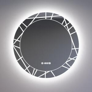 Welland Laser LED tükör - fényerő + színhőfok állítás + páramentesítő + óra - Ø 80 cm