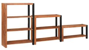 Könyvespolc 3 pcs Barna 80 x 30 x 110 cm Tömör akácfa