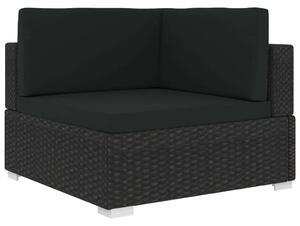 VidaXL 1 db fekete polyrattan moduláris sarokfotel párnákkal