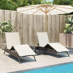 VidaXL Napozóágy Szett - 2 db, Barna Polyrattan