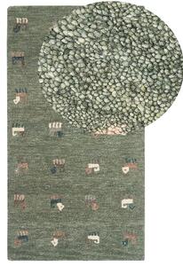 Zöld gabbeh gyapjúszőnyeg 80 x 150 cm KIZARLI