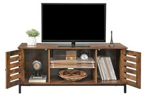 TV szekrény polcokkal és két ajtóval, rusztikus barna 110x40x50cm
