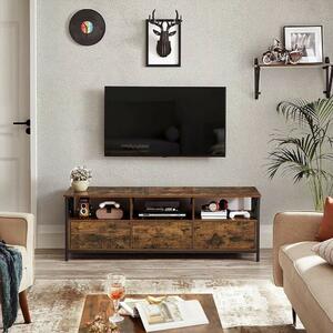 TV szekrény polcokkal és fiókokkal, rusztikus barna 147x40x50cm