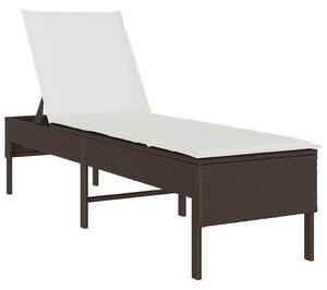 VidaXL barna polyrattan napozóágy párnával 55x200x44 cm