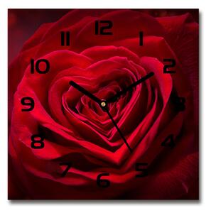 Szögletes üvegóra Vörös rózsa szív