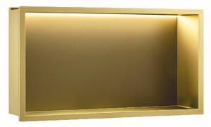 Süllyesztett fürdőszobai polc LED 30x60 brush gold