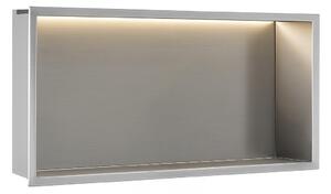 Süllyesztett fürdőszobai polc LED 30x60 steel brush