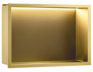 Süllyesztett fürdőszobai polc LED 30x45 brush gold