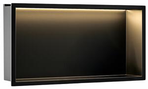 Süllyesztett fürdőszobai polc LED 30x60 black