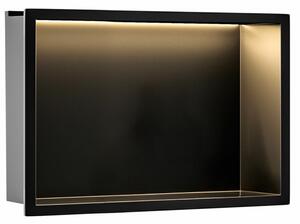 Süllyesztett fürdőszobai polc LED 30x45 black