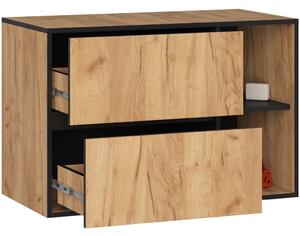 AKORD VAMI 90 Fali Mosdószekrény Craft Tölgy-Fekete