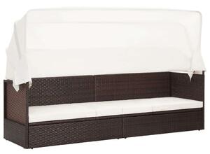 VidaXL barna polyrattan kerti kanapé napellenzővel