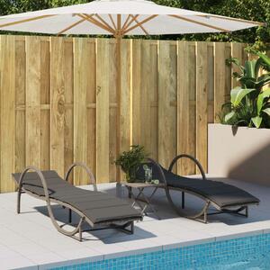 VidaXL Napozóágy Szett - 2 db Szürke Polyrattan