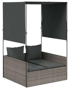 VidaXL Dupla Napozóágy - Polyrattan - Szürke - 118x110x187cm