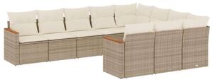 VidaXL Polyrattan Kerti Ülőgarnitúra - 10 részes - Bézs