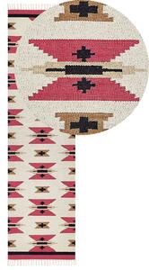 Színes kilim pamut futószőnyeg 80 x 300 cm GARNI