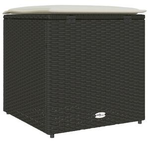 Kültéri Tároló Doboz Fekete és Krém Rattan, Poliészter 80 cm