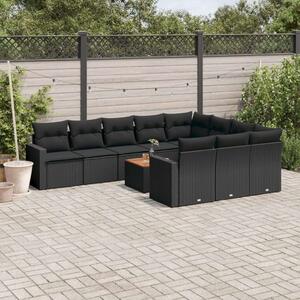 VidaXL Polyrattan Kerti Ülőgarnitúra - 11 részes - Fekete