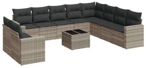 VidaXL Polyrattan Kerti Ülőgarnitúra - 11 részes - Világosszürke