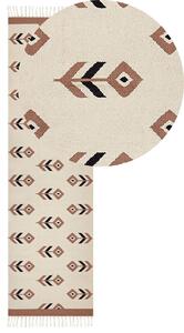 Bézs és fekete kilim pamutszőnyeg 80 x 300 cm NIAVAN