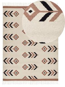 Bézs és fekete kilim pamutszőnyeg 140 x 200 cm NIAVAN
