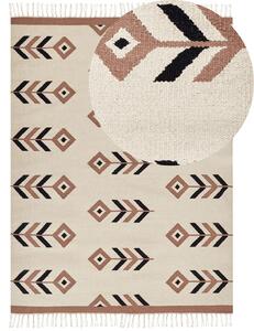 Bézs és fekete kilim pamutszőnyeg 160 x 230 cm NIAVAN