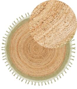 Zöld és bézs jutaszőnyeg ⌀ 140 cm MARTS