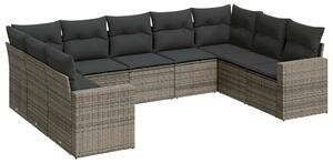 VidaXL Polyrattan Kerti Ülőgarnitúra - 9 részes - Szürke