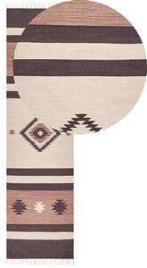 Barna és bézs kilim pamut futószőnyeg 80 x 300 cm ARAGATS