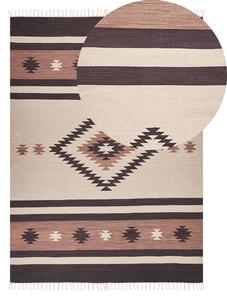 Barna és bézs kilim pamutszőnyeg 140 x 200 cm ARAGATS