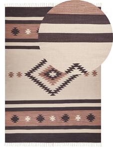 Barna és bézs kilim pamutszőnyeg 200 x 300 cm ARAGATS
