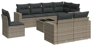VidaXL Polyrattan Kerti Ülőgarnitúra - 9 részes - Szürke