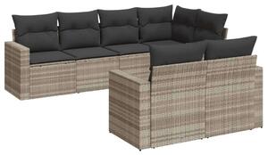 VidaXL Polyrattan Kerti Ülőgarnitúra - 7 részes, Világosszürke