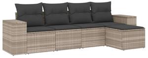 VidaXL Polyrattan Kerti Ülőgarnitúra - 5 részes - Világos Szürke