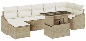 VidaXL Kerti Kanapé Szett párnával tárolóval 8 pcs Beige és krém