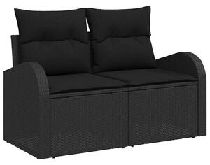 Kerti Kanapé Szett 6 pcs Fekete polirattan