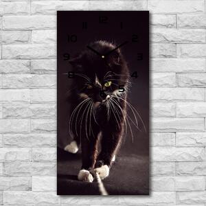 Négyszögletes fali üvegóra Fekete macska