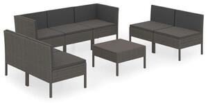 Polyrattan Kerti Ülőgarnitúra - 8 részes - Szürke