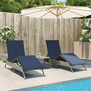 VidaXL Napozóágy Szett - 2 db Szürke Polyrattan