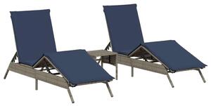 VidaXL Napozóágy Szett - 2 db Szürke Polyrattan