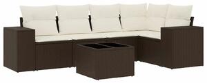 VidaXL 6 részes barna polyrattan kerti ülőgarnitúra párnával