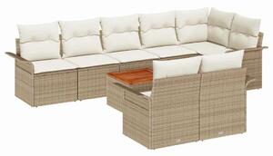 VidaXL Kerti Kanapé Szett tárolóval 9 pcs Beige és krém polirattan